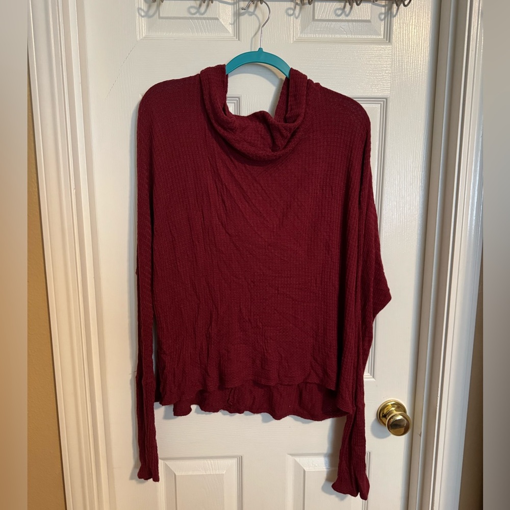 Dark red cowl neck cozy sweater